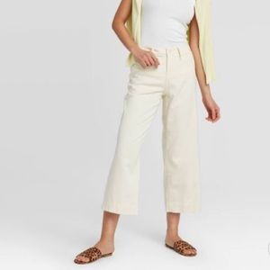 A New Day pants wide leg crop corduroy cream 10